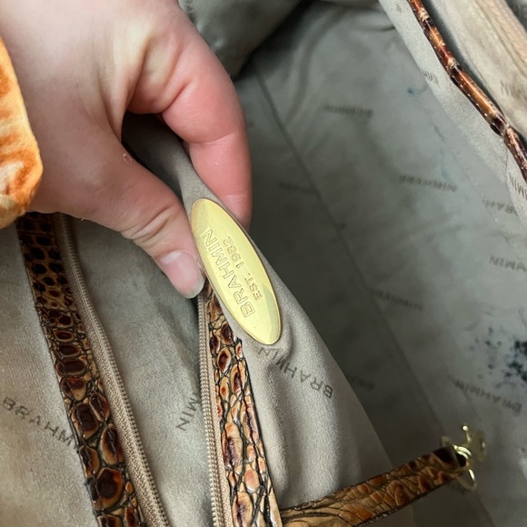 Brahmin Vintage Montfleur Satchel Handbag in Brown Croc Embossed Leather - Picture 11 of 14